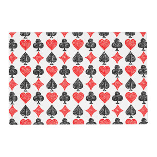 Black/White/Red Playing Card All Symbols Lino Cut Placemat