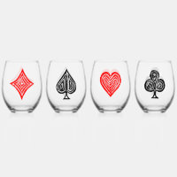 Black/White/Red Playing Card All Symbols Lino Cut