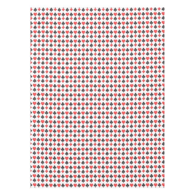 Black/White/Red Playing Card All Symbols Lino Cut Tablecloth (Front)