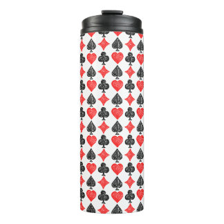 Black/White/Red Playing Card All Symbols Lino Cut Thermal Tumbler
