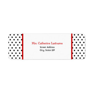Black White & Red Polka Dot Address Label Sticker