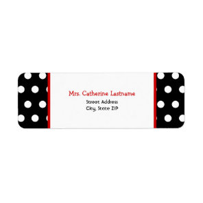 Black White & Red Polka Dot Address Label Sticker
