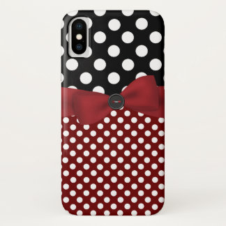 Black, White, & Red Polka Dot iPhone X Case