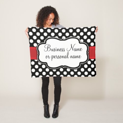 Black White Red Polka Dot Retro Cute Consultant Fleece Blanket