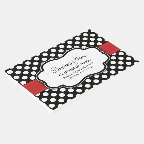 Black White Red Polka Dot Retro Cute Consultant Guest Book