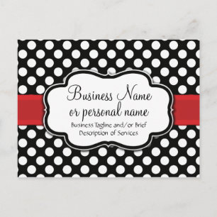 Black White Red Polka Dot Retro Cute Consultant Invitation Postcard