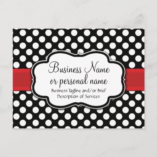 Black White Red Polka Dot Retro Cute Consultant Invitation Postcard