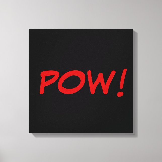 Black White Red Pow! Comic Graphic Retro Vintage Canvas Print (Front)