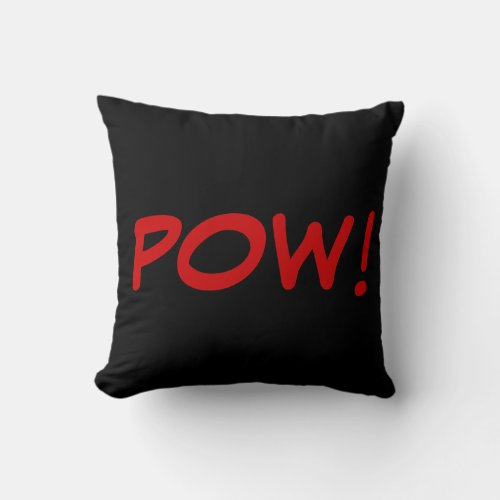 Black White Red Pow Comic Graphic Retro Vintage Throw Pillow