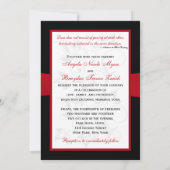 Black White Red PRINTED Ribbon Wedding Invite (Back)