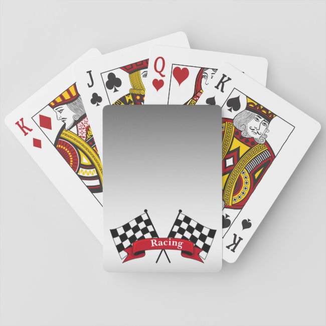 Black White Red Racing Flags Silver Playing Cards