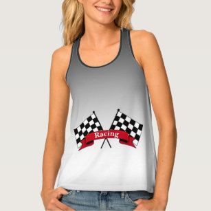Black White Red Racing Flags Tank Top