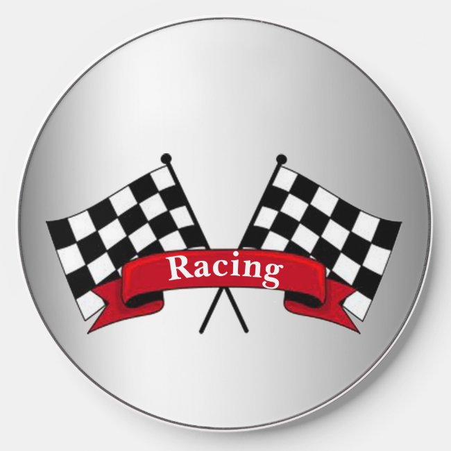 Black White Red Racing Flags Wireless Charger