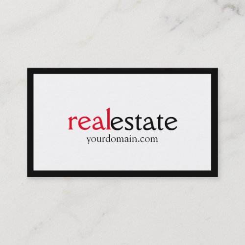 Black White Red Real Estate Agent Business Card
