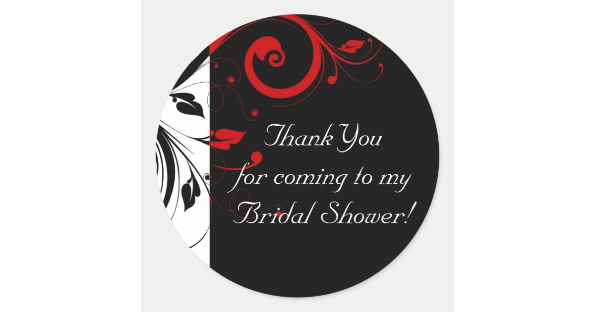 Black, White, Red Reverse Swirl Custom Sticker | Zazzle