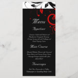 Black, White, Red Reverse Swirl Wedding Menu