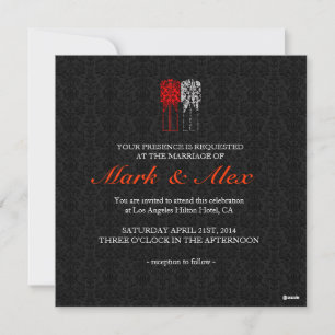 Black White & Red Same-Sex Couples Wedding Invite