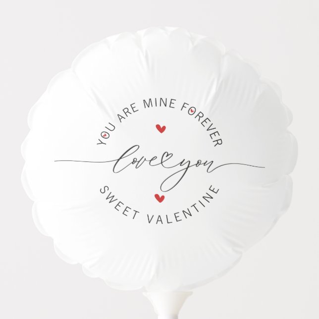 Black White Red Simple Minimalist Love Valentine's Balloon (Front)