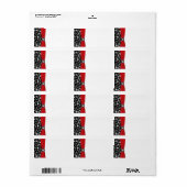 Black, White, Red Snowflakes Blank Address Label (Full Sheet)