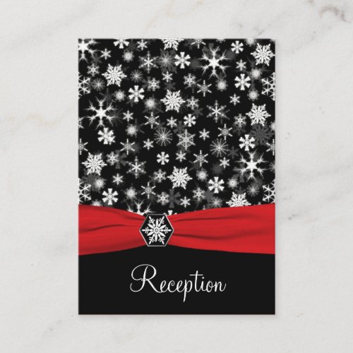 Black, White, Red Snowflakes Enclosure Card Business Card