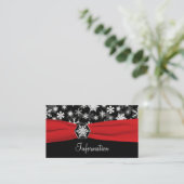 Black, White, Red Snowflakes Information card (Standing Front)
