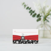 Black, White, Red Snowflakes Place Cards (Standing Front)