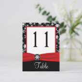 Black, White, Red Snowflakes Table Number Card (Standing Front)