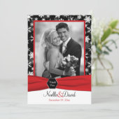 Black, White, Red Snowflakes Thank You Card - Flat (Standing Front)