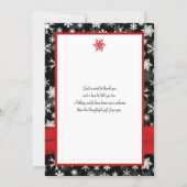 Black, White, Red Snowflakes Thank You Card - Flat (Back)