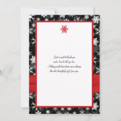 Black, White, Red Snowflakes Thank You Card - Flat (Back)