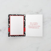 Black, White, Red Snowflakes Thank You Note Card (Inside)