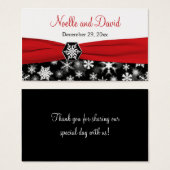 Black, White, Red Snowflakes Wedding Favor Tag (Front & Back)