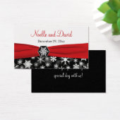 Black, White, Red Snowflakes Wedding Favor Tag (Desk)