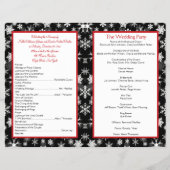 Black, White, Red Snowflakes Wedding Program (Back)