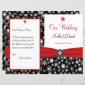 Black, White, Red Snowflakes Wedding Program (Front/Back)