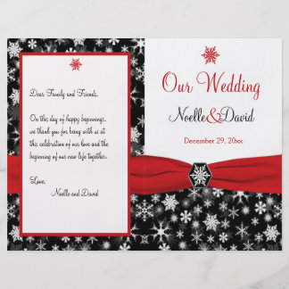 Black White Red Snowflakes Wedding Program Black White Red Snowflakes Wedding Program