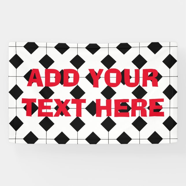 Black White Red Soccer Style Custom Banner (Horizontal)