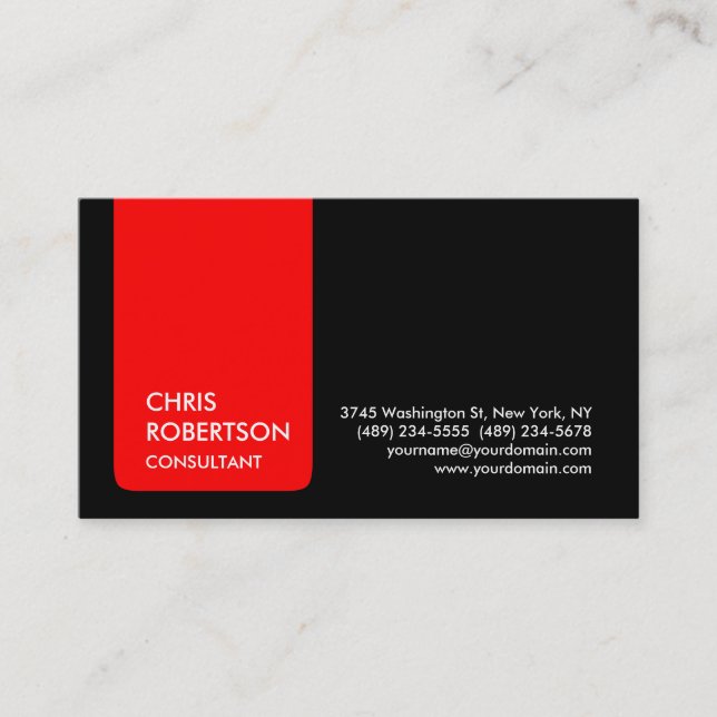 Black White Red Stripe Attractive Business Card (Front)