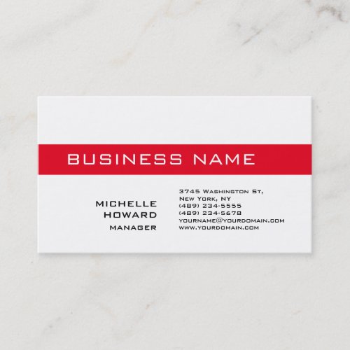 Black  White Red Stripe Charming Manager Business Card