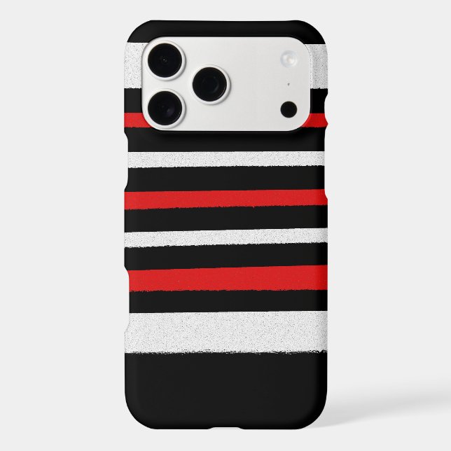 Black White Red Stripes Cool Simple Patterns Case-Mate iPhone Case (Back)