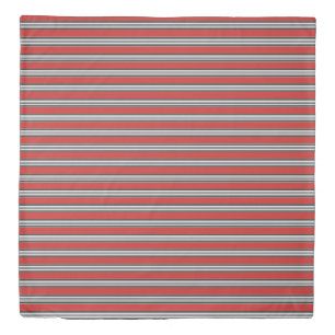 Black White Red Stripes Cool Simple Patterns Duvet Cover