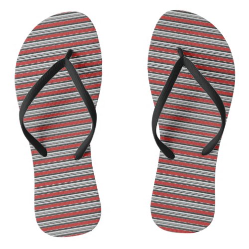 Black White Red Stripes Cool Simple Patterns Flip Flops