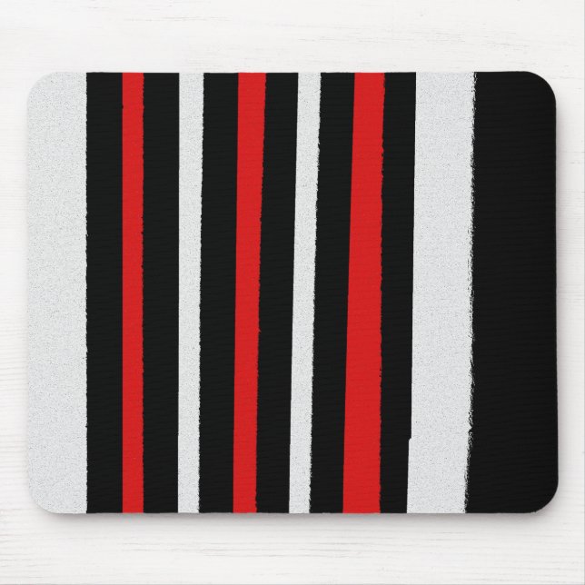 Black White Red Stripes Cool Simple Patterns Mouse Pad (Front)