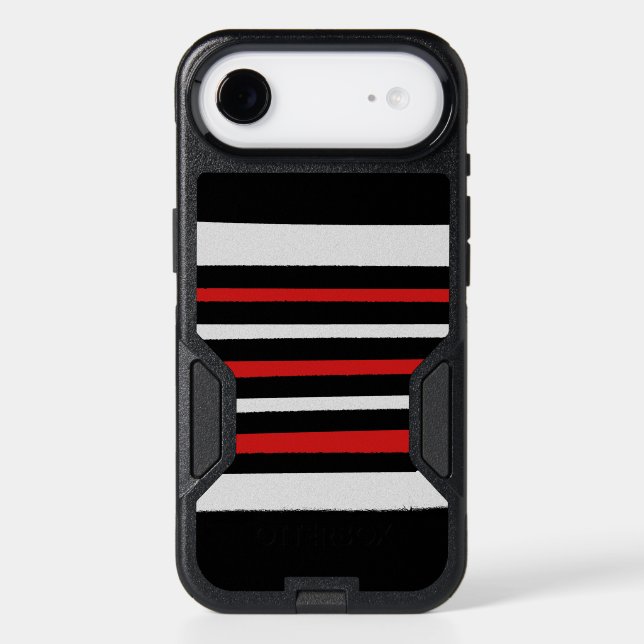 Black White Red Stripes Cool Simple Patterns Otterbox iPhone Case (Back)