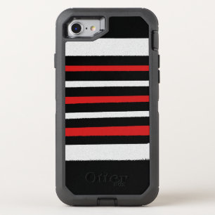 Black White Red Stripes Cool Simple Patterns OtterBox Defender iPhone SE/8/7 Case