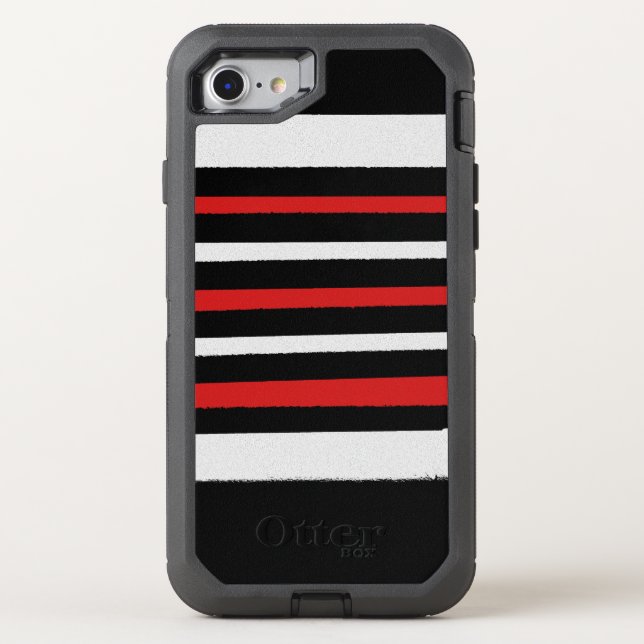 Black White Red Stripes Cool Simple Patterns Otterbox iPhone Case (Back)