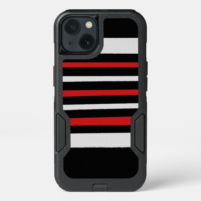 Black White Red Stripes Cool Simple Patterns Otterbox iPhone Case (Back)