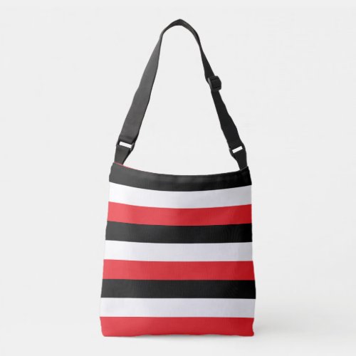 Black White Red Stripes Crossbody Bag