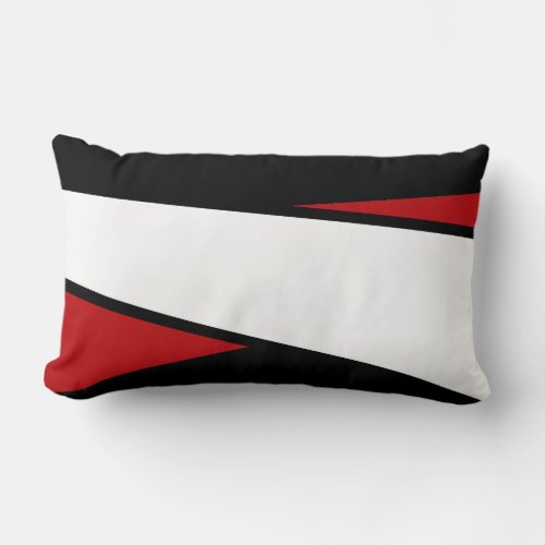 Black White Red Stripes Design Lumbar Pillow