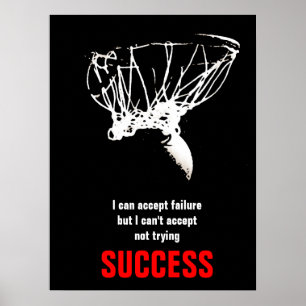 Black White Red Success Pop Art Basketball Poster